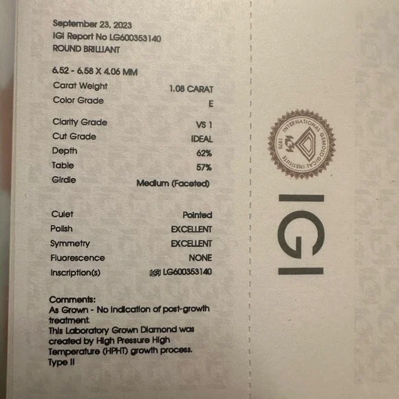 White Gold Solitaire Diamond Engagement Ring 1.08 carats - Picture 8 of 10